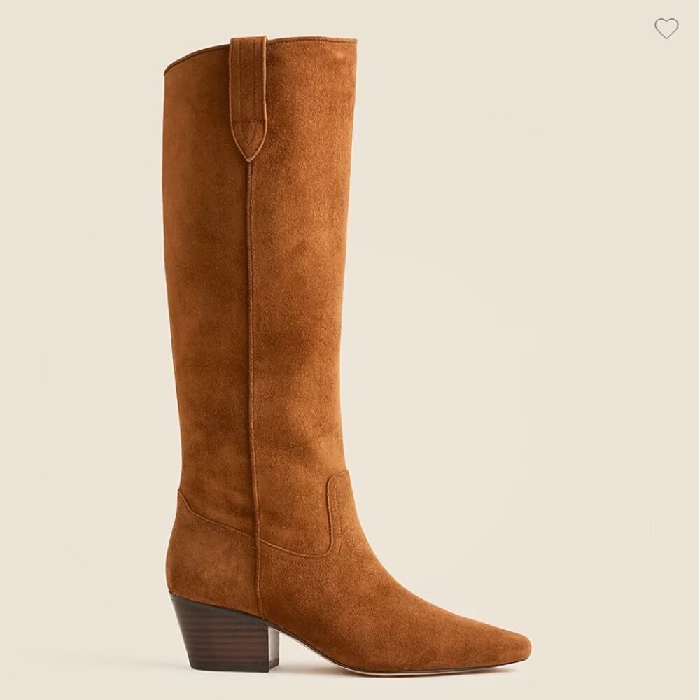 J.Crew Piper Square‑Toe Knee‑High Boots in Suede – Rich Toffee – Size 9 – NWT